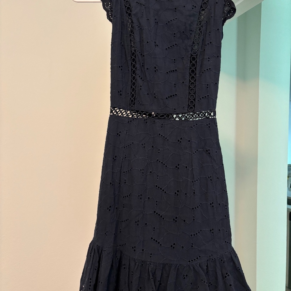 Selfie Leslie Navy Blue Eyelet dress with cap sleeve